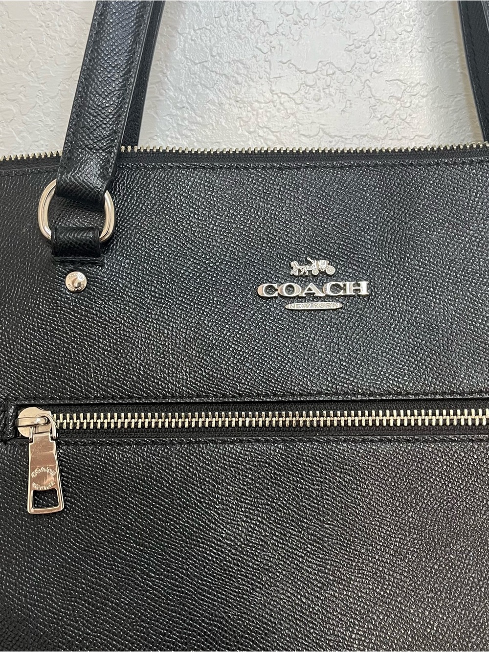 Coach Black Leather Tote Bag with Silver Hardware - Picture 4 of 16